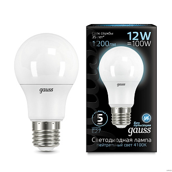 Лампа светодиодная LED-A60 12Вт E27 4100K 1200Лм Black GAUSS в Чите