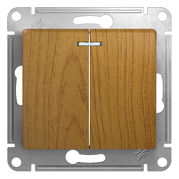 Выключатель 2кл с подсветкой Glossa дуб в Чите