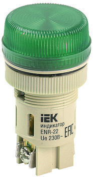 Лампа ENR-22 сигнальная d22мм зеленая неон 240В цилиндр IEK в Чите