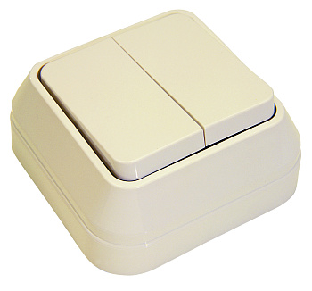 Выключатель двухклавишный накладной MAKEL крем в Чите