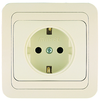 Розетка одинарная МИМОЗА MAKEL с заземлением крем в Чите