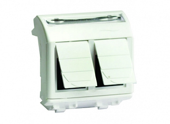 Розетка компьютерная двойная RJ45 кат.5e, Brava, белая, 2мод DKC в Чите