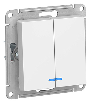 Выключатель двухклавишный AtlasDesign SE с подсветкой лотос в Чите