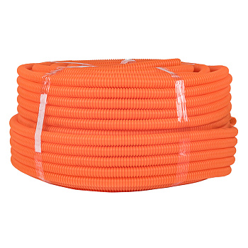 Труба гофрированная ПНД с протяжкой d=20 мм (100 м) тяжелая оранжевая Plast EKF в Чите