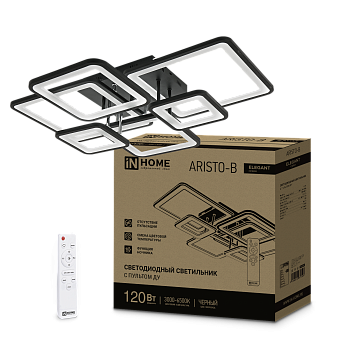 Светильник светодиодный ELEGANT ARISTO-B 120Вт 230В 3000-6500K 685х585х150мм пульт ДУ черный IN HOME в Чите