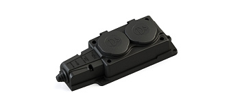 Розетка (Каучук) 2 места 2К+3 MultiSet IP44 черная в Чите