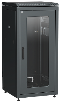 ITK Шкаф сетевой 19" LINEA N 28U 600х800 мм стеклянная передняя дверь черный в Чите