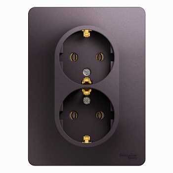 Розетка двойная Glossa SE с заземлением сиреневый туман в сборе в Чите