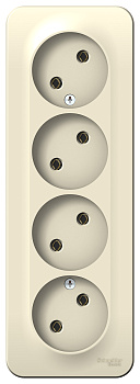 Розетка четырехместная BLANCA SE накладная с изоляционной пластиной молочная в Чите