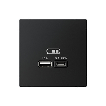 ARTGALLERY USB РОЗЕТКА A + тип-C 45Вт высокоскор.заряд. QC, PD, механизм, КАРБОН в Чите