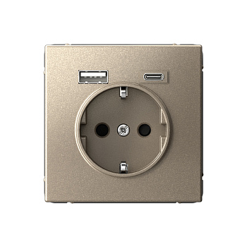 ARTGALLERY РОЗЕТКА 16А с 2 USB A+C, 5В/2,4А/3,0А, 2х5В/1,5А, механизм, ШАМПАНЬ в Чите