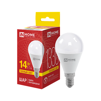 Лампа светодиодная LED-ШАР-VC 14Вт 230В E14 3000K 1330Лм IN HOME в Чите