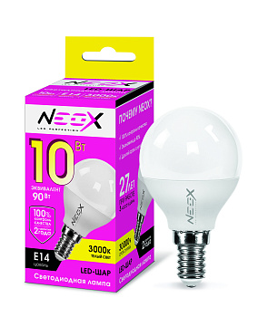 Лампа светодиодная LED-ШАР 10Вт 230В Е14 3000К 800Лм NEOX в Чите