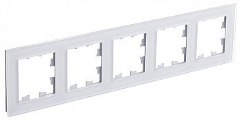 Рамка пятиместная AtlasDesign Nature SE стекло белая в Чите