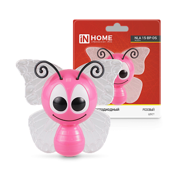 Ночник светодиодный NLA 15-BP-DS БАБОЧКА розовая с датчиком освещения 230В IN HOME в Чите