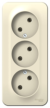 Розетка тройная BLANCA SE накладная с изоляционной пластиной молочная в Чите