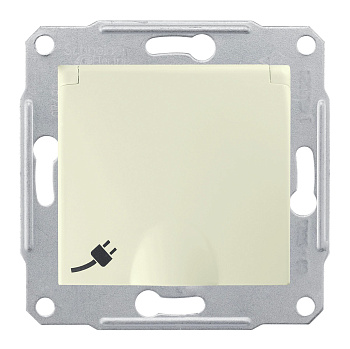 Розетка одинарная SEDNA Schneider Electric с крышкой со шторками с заземлением крем в Чите