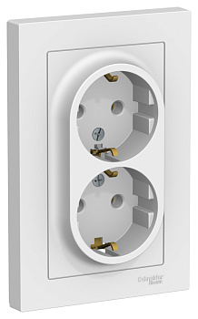 Розетка двойная AtlasDesign SE с з/к лотос в сборе в Чите