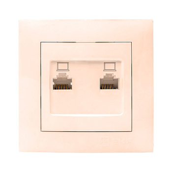 Валенсия розетка компьютерная RJ-45 2-местная кремовая EKF PROxima в Чите