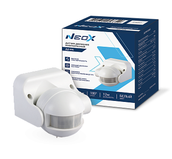 Датчик движения инфракрасный ДД 09Б 1200Вт 180 гр.12м IP44 белый NEOX в Чите
