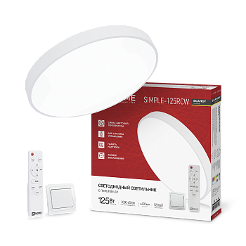 Светильник светодиодный SCANDY SIMPLE-125RCW 125Вт 230В 3000-6500K 10000Лм 400x50мм с пультом ДУ белый IN HOME в Чите
