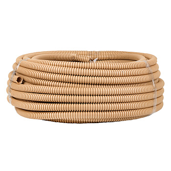 Труба гофрированная ПВХ с протяжкой d=16 мм (25 м) светлое дерево Plast EKF в Чите