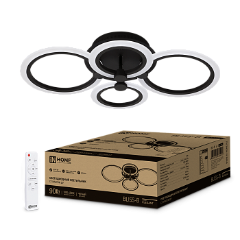 Светильник светодиодный ELEGANT BLISS-B 90Вт 230В 3000-6500K 7000Лм 610х400х130мм c пультом ДУ черный IN HOME в Чите