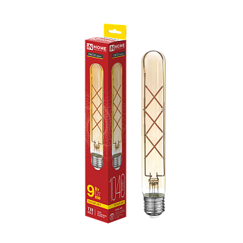 Лампа светодиодная LED-T30-deco gold 9Вт 230В Е27 3000К 1040Лм 225мм золотистая IN HOME в Чите