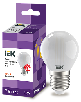 Лампа LED G45 шар матовая 7Вт 230В 4000К E27 серия 360° IEK в Чите