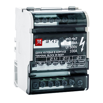 Шина EKF "N"нулевая на DIN в корпусе 4х7групп в Чите