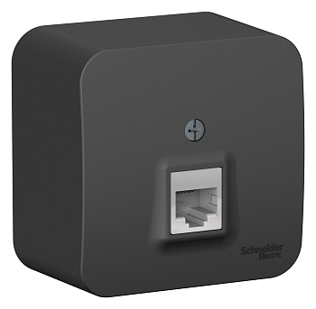 Розетка компьютерная BLANCA SE накладная с изоляционной пластиной антрацит в Чите