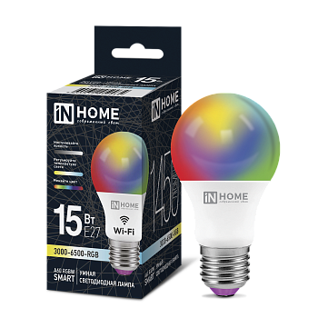 Лампа светодиодная LED-A60-RGBW-SMART 15Вт 230В Wi-Fi Е27 RGB-3000-6500К 1450Лм IN HOME в Чите