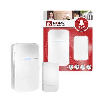 Звонок беспроводной KD-WH 38 мелодий с вилкой 230В с подсветкой с пьезокнопкой 150м белый IN HOME в Чите