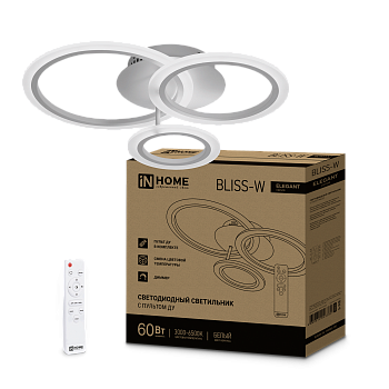 Светильник светодиодный ELEGANT BLISS-W 60Вт 230В 3000-6500K 4700Лм 508х390х120мм c пультом ДУ белый IN HOME в Чите