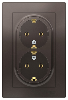 Розетка двойная AtlasDesign SE с заземлением мокко в сборе в Чите