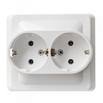 Розетка двойная ЭТЮД SE с заземлением белая в Чите