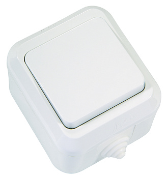 Выключатель одноклавишный накладной IP44 MAKEL белый в Чите