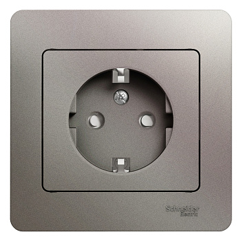 Розетка одинарная Glossa SE с заземлением со шторками платина в Чите