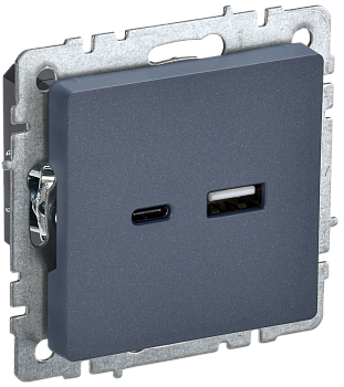 Розетка USB A+C 18Вт BRITE IEK маренго в Чите