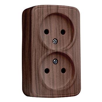 Розетка 2-местная ОП Минск 10А без заземления тёмное дерево EKF в Чите