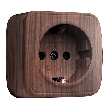 Розетка 1-местная ОП Минск 16А с заземлением тёмное дерево EKF в Чите