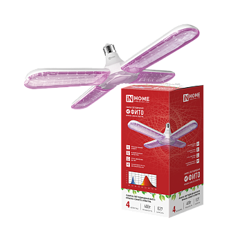 Лампа светодиодная LED-HP 40PRO-ФИТО полный спектр 40Вт 230В Е27 четыре лепестка IN HOME в Чите