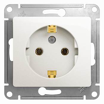 Розетка одинарная Glossa SE с заземлением перламутр в Чите